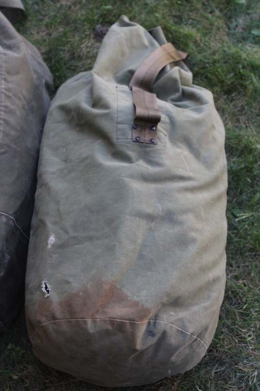 photo of beat to hell vintage cotton US Army issue duffle bags or military surplus duffels  #9