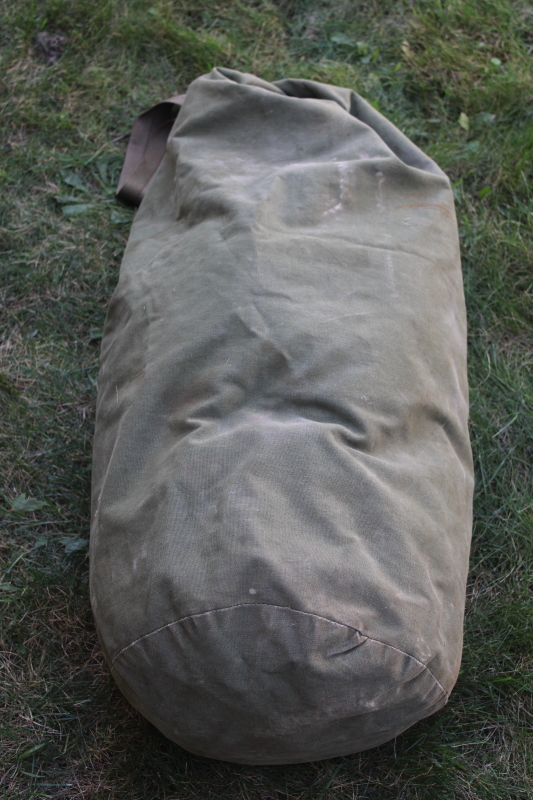 photo of beat to hell vintage cotton US Army issue duffle bags or military surplus duffels  #11