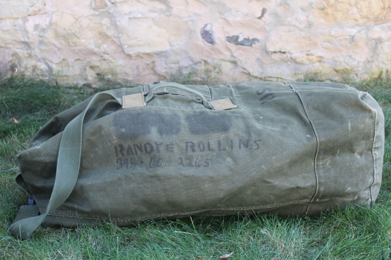 photo of beat to hell vintage cotton US Army issue duffle bags or military surplus duffels  #14