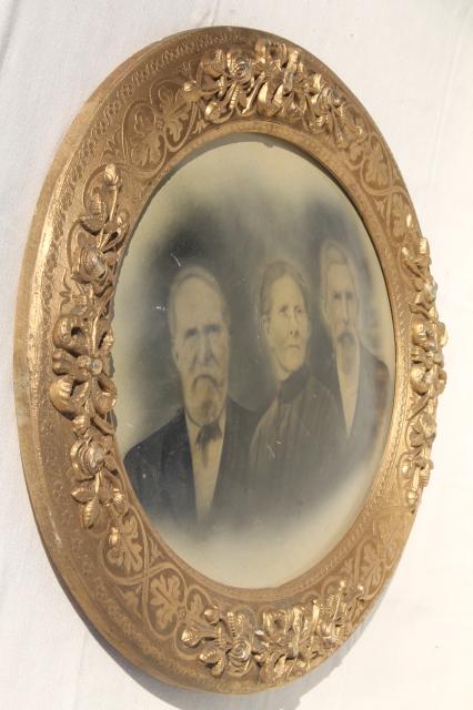 photo of beautiful old carved wood oval frame w/ antique 1880s very solemn family photo, instant ancestors #5