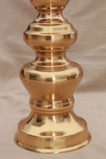 photo of beautiful vintage tall solid brass candlestick, church altar shrine candle holder #2