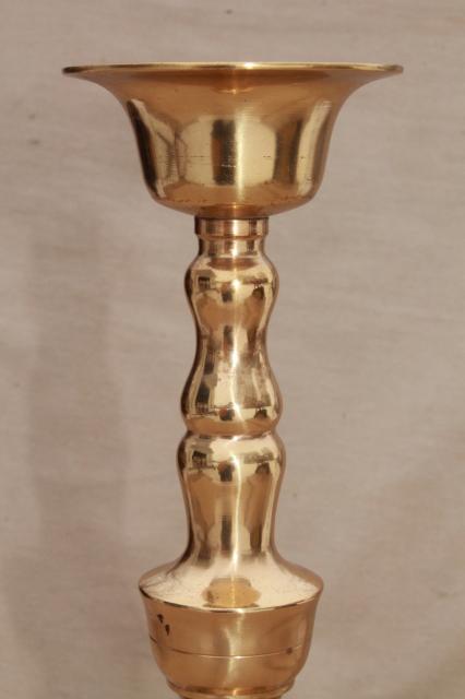 photo of beautiful vintage tall solid brass candlestick, church altar shrine candle holder #3