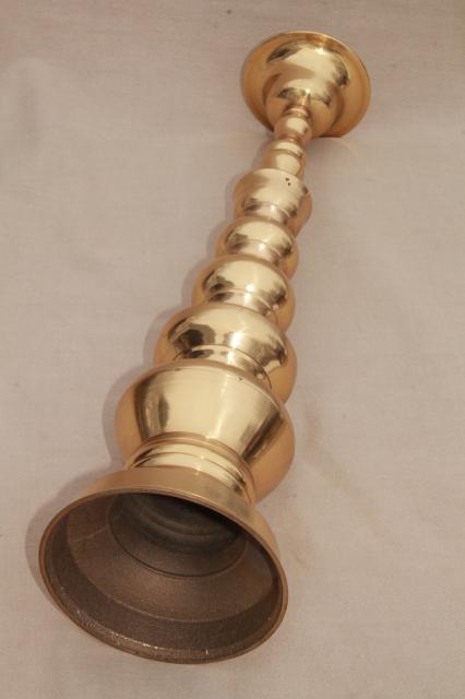 photo of beautiful vintage tall solid brass candlestick, church altar shrine candle holder #5