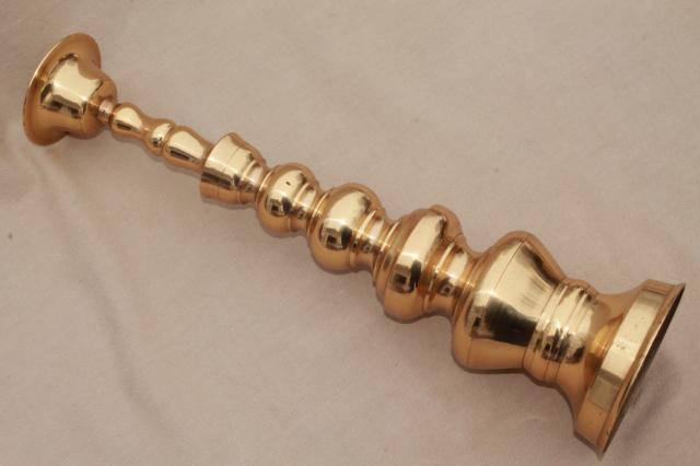 photo of beautiful vintage tall solid brass candlestick, church altar shrine candle holder #8