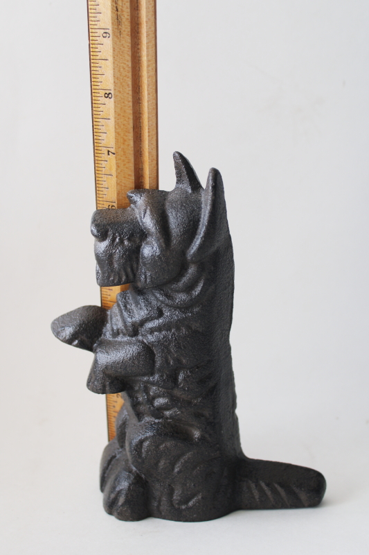 photo of  begging Scottie dog door stop, vintage cast iron doorstop small black Scotty  #4