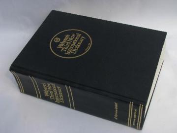 catalog photo of big Websters unabridged dictionary, 80s vintage, blue & gold binding