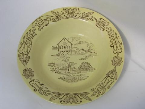 photo of big bowl, vintage Bucks County pattern Pennsylvania Dutch folk art china #2