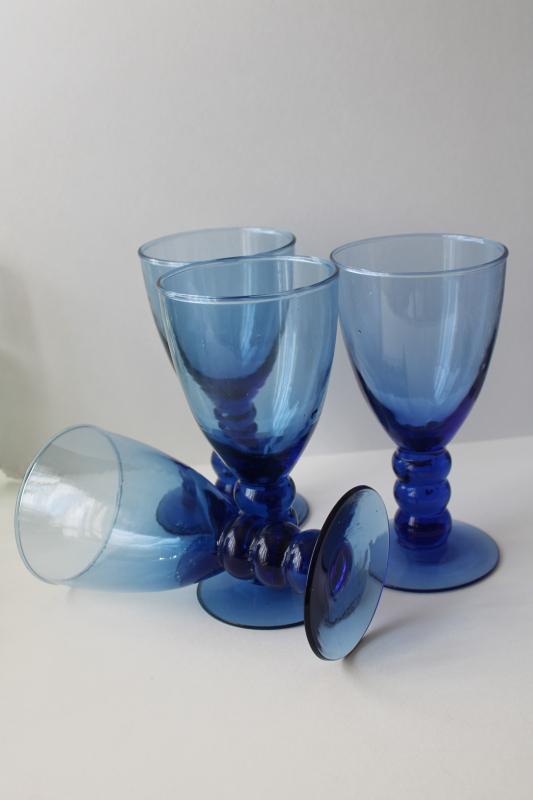 photo of big chunky wine glasses, rustic modern casual stemware cobalt blue goblets #2