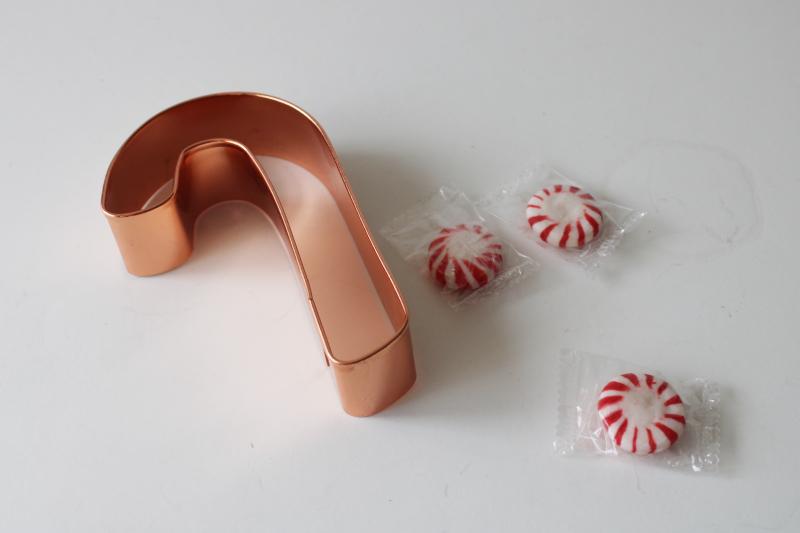 photo of big copper cookie cutter, Christmas candy cane shape for peppermint cookies #1