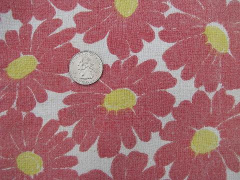 photo of big daisies flower print, vintage cotton feed or flour sack fabric #1