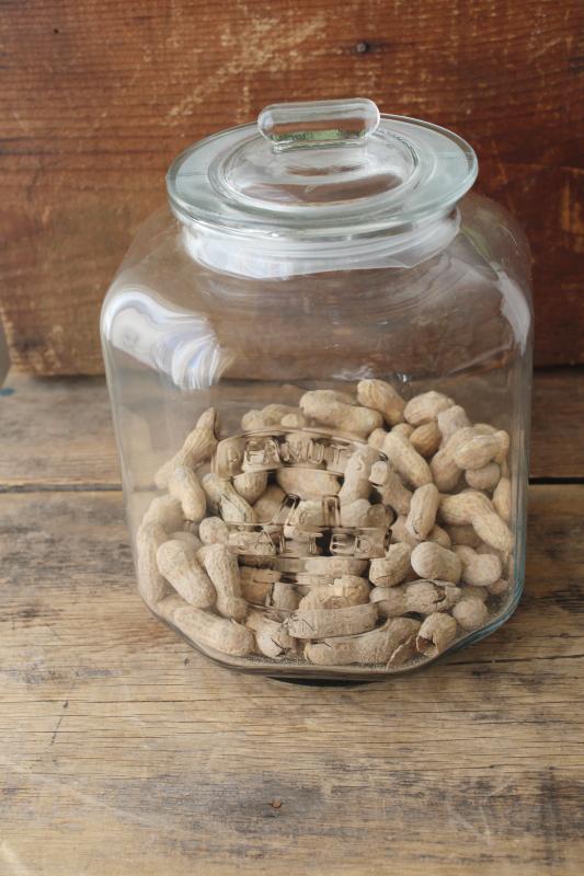 photo of big glass jar embossed Salted Peanuts, vintage general store counter canister style  #6