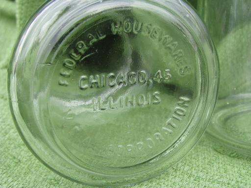 photo of big glass jars w/ green shaker lids, vintage kitchen range set S&P #3