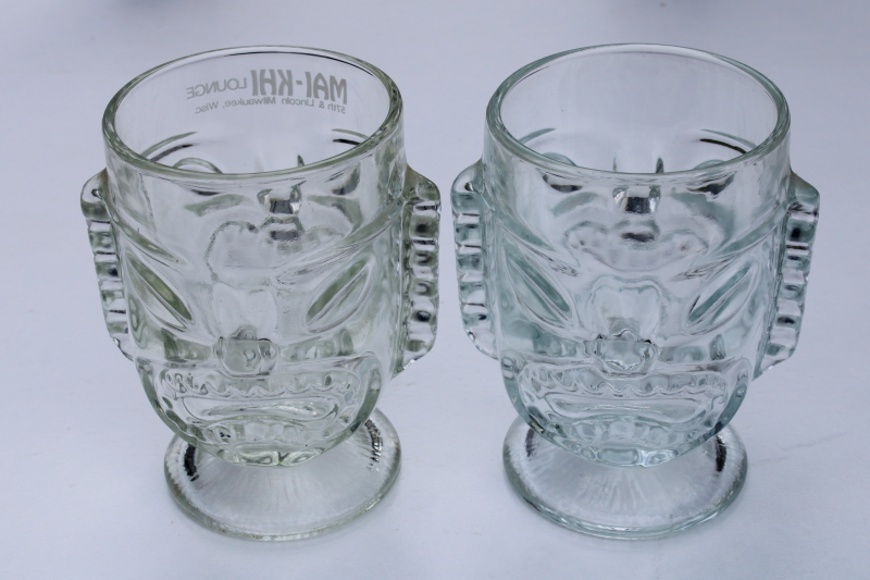 photo of big glass tiki cups, 70s vintage bar glasses Mai Khi Lounge Milwaukee Wisconsin #3