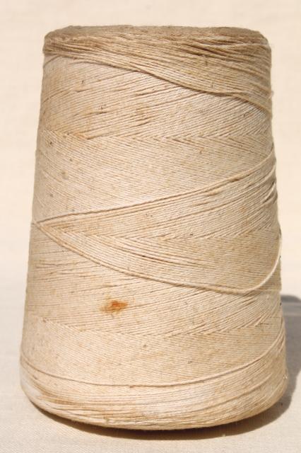 photo of big grubby old spools of string, primitive white cotton cord & sewing thread cones #3