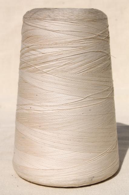 photo of big grubby old spools of string, primitive white cotton cord & sewing thread cones #4