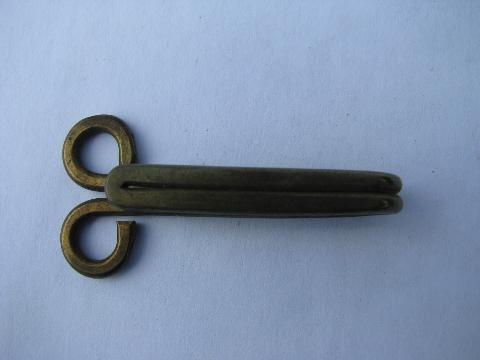 photo of big heavy old brass coat or horse blanket hooks, vintage sewing notions #2