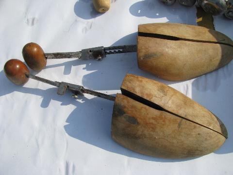 photo of big lot of wood shoe trees / stretchers, old & newer cedar / metal feet #3