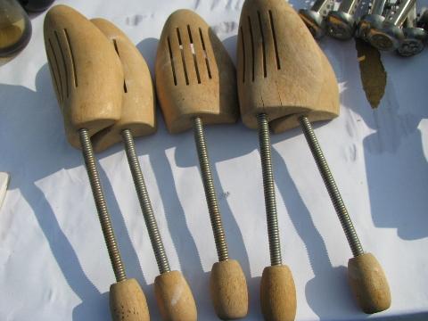 photo of big lot of wood shoe trees / stretchers, old & newer cedar / metal feet #4