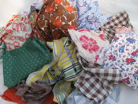 photo of big lot vintage 30's-40's-50's cotton print fabric & feed sack scraps #1