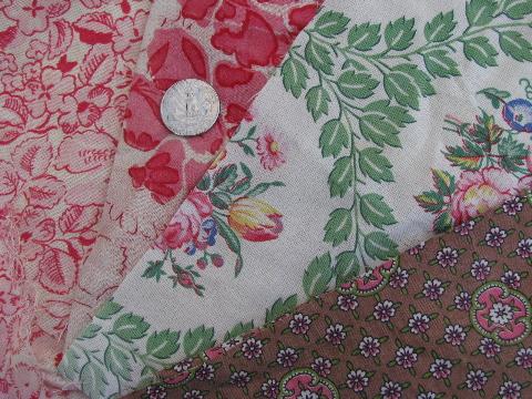 photo of big lot vintage 30's-40's-50's cotton print fabric & feed sack scraps #5