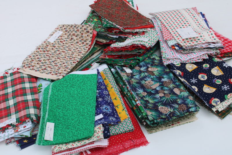 photo of big lot vintage Christmas print quilting cotton fabric, 130 fat quarters 1/4 & 1/3 yards #1