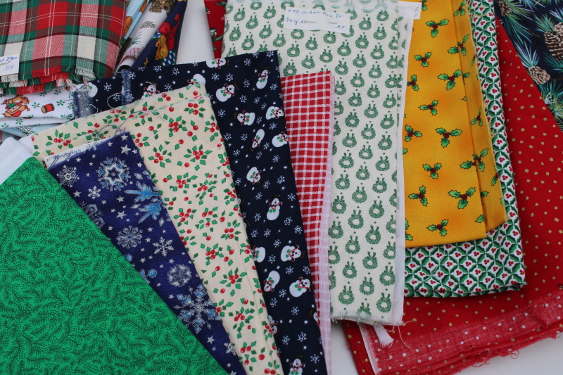 photo of big lot vintage Christmas print quilting cotton fabric, 130 fat quarters 1/4 & 1/3 yards #2