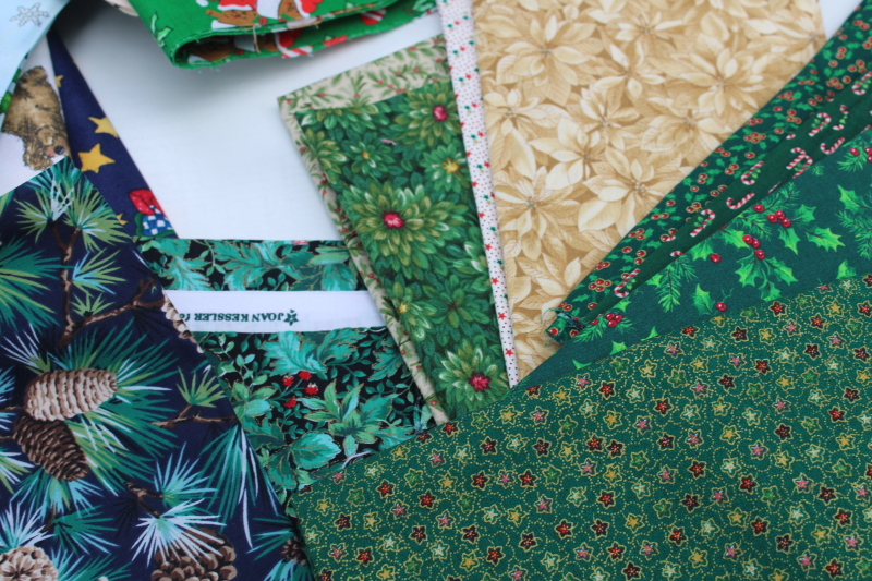 photo of big lot vintage Christmas print quilting cotton fabric, 130 fat quarters 1/4 & 1/3 yards #4