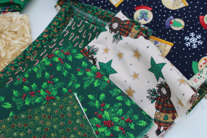 photo of big lot vintage Christmas print quilting cotton fabric, 130 fat quarters 1/4 & 1/3 yards #5