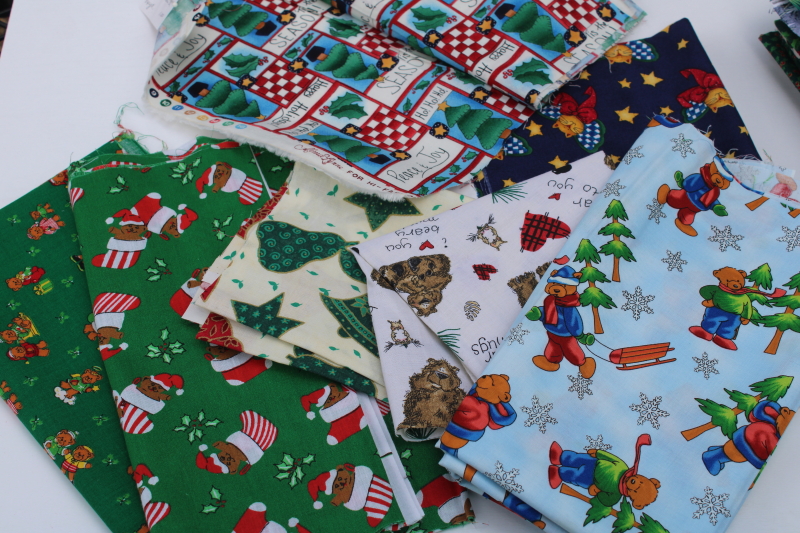 photo of big lot vintage Christmas print quilting cotton fabric, 130 fat quarters 1/4 & 1/3 yards #6