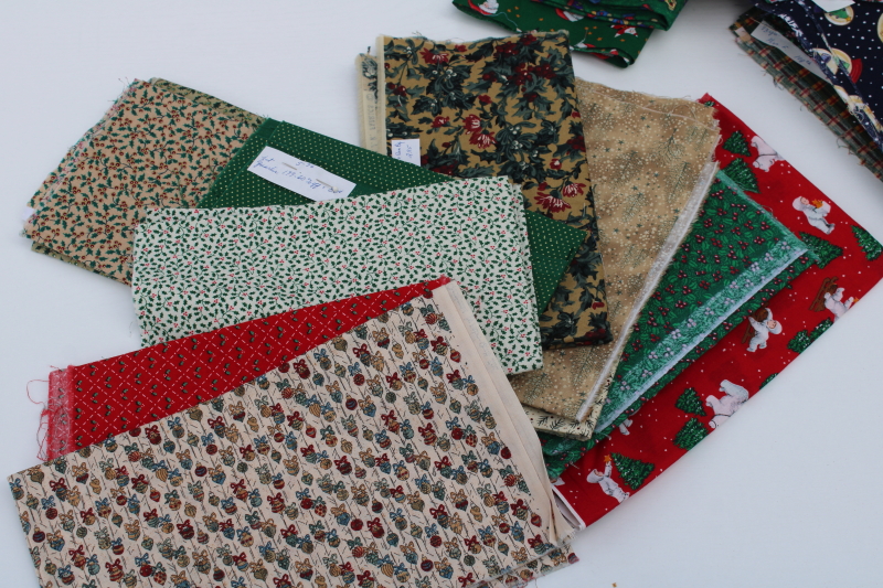 photo of big lot vintage Christmas print quilting cotton fabric, 130 fat quarters 1/4 & 1/3 yards #7