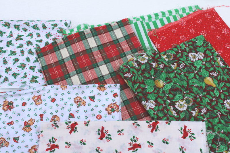 photo of big lot vintage Christmas print quilting cotton fabric, 130 fat quarters 1/4 & 1/3 yards #8