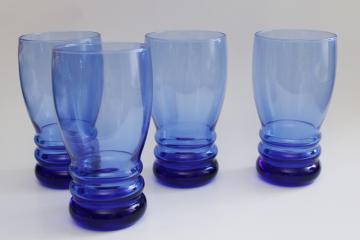 catalog photo of big modern cobalt blue glass drinking glasses, 20 ounce coolers retro style