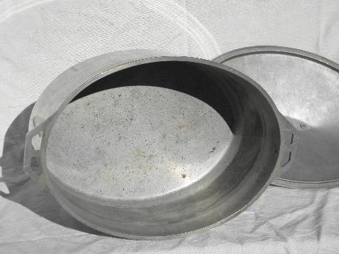 photo of big old Firestone aluminum turkey roaster, vintage cookware roasting pan #2