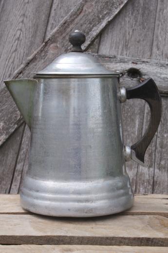 photo of big old aluminum coffee pot, farmhouse coffeepot for camping or primitive kitchen #1