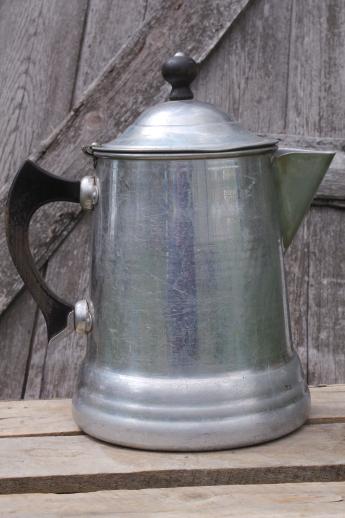photo of big old aluminum coffee pot, farmhouse coffeepot for camping or primitive kitchen #3