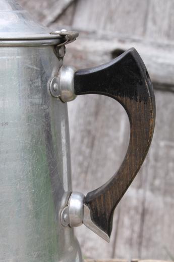 photo of big old aluminum coffee pot, farmhouse coffeepot for camping or primitive kitchen #5