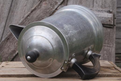 photo of big old aluminum coffee pot, farmhouse coffeepot for camping or primitive kitchen #6