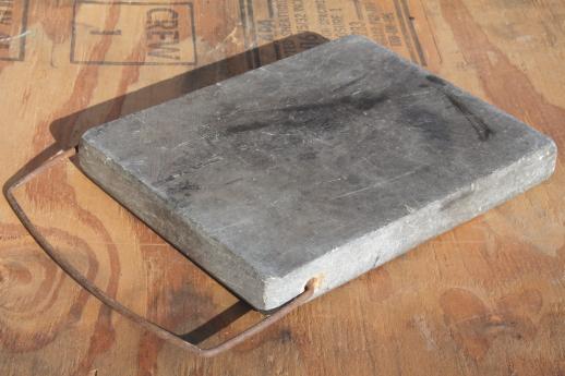 photo of big old antique soapstone block foot warmer for sleigh or buggy #1