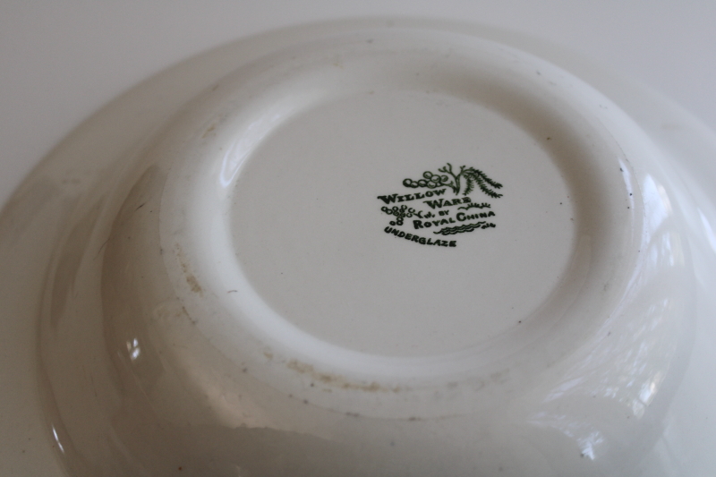 photo of big old blue willow pattern bowl, vintage USA Royal china blue & white serving bowl  #4