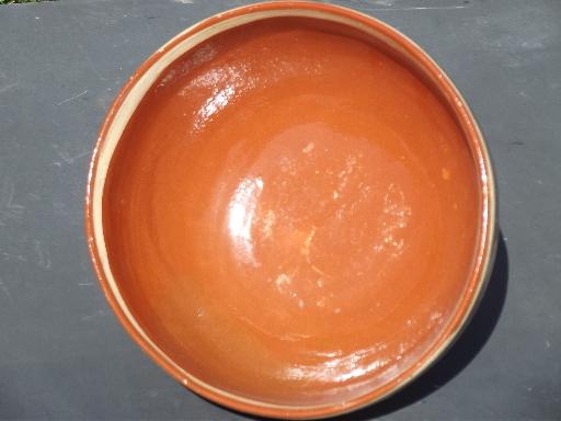 photo of big old bowl, hand painted Mexican pottery, vintage Mexico folk art #3