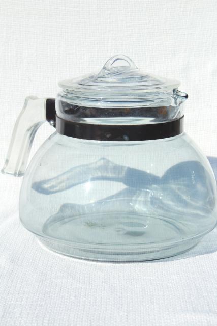 photo of big old early Pyrex glass tea kettle, blue tint Flameware glass teapot 1930s vintage #1