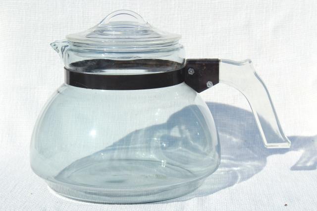photo of big old early Pyrex glass tea kettle, blue tint Flameware glass teapot 1930s vintage #2