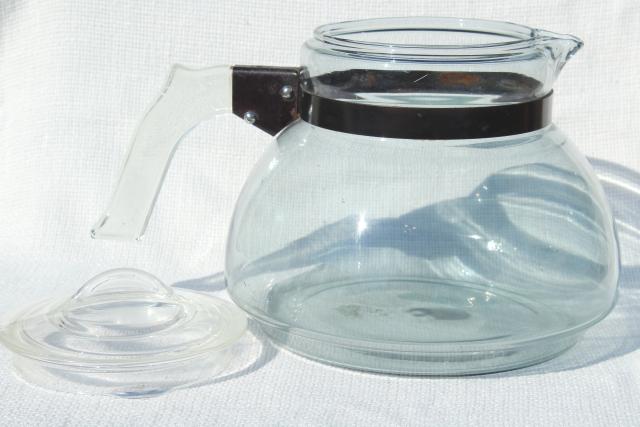 photo of big old early Pyrex glass tea kettle, blue tint Flameware glass teapot 1930s vintage #4