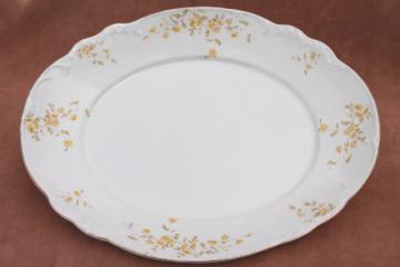 catalog photo of big old flowered china platter or tray, early 1900s vintage English ironstone