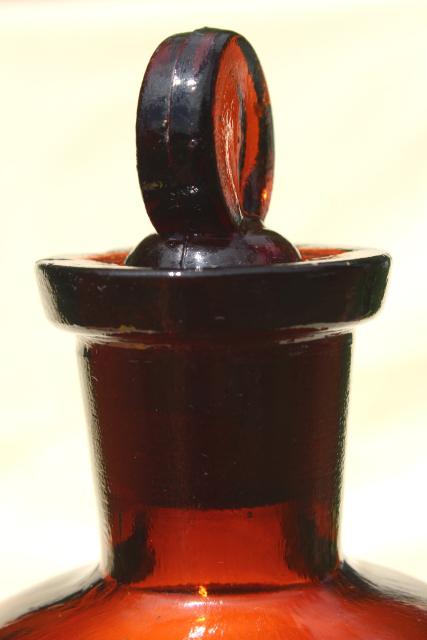 photo of big old glass apothecary pharmacy medicine bottle, root beer amber brown glass #4