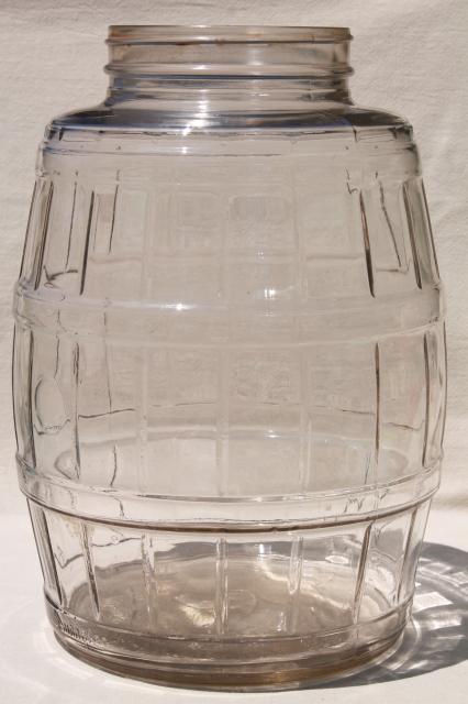 photo of big old glass pickle barrel jar, vintage general store counter canister #3