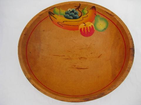 photo of big old hand-painted vegetables and fruit vintage wood bowls #2