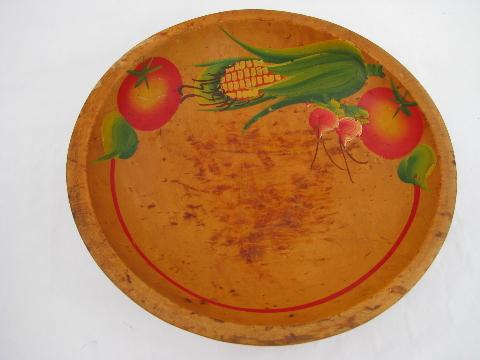 photo of big old hand-painted vegetables and fruit vintage wood bowls #4