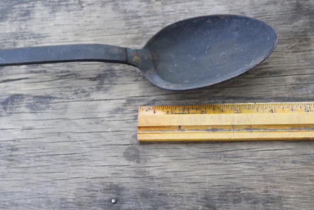 photo of big old iron spoon, long handled stirrer primitive vintage blacksmith forged style #2