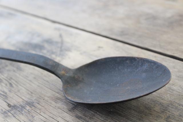 photo of big old iron spoon, long handled stirrer primitive vintage blacksmith forged style #5